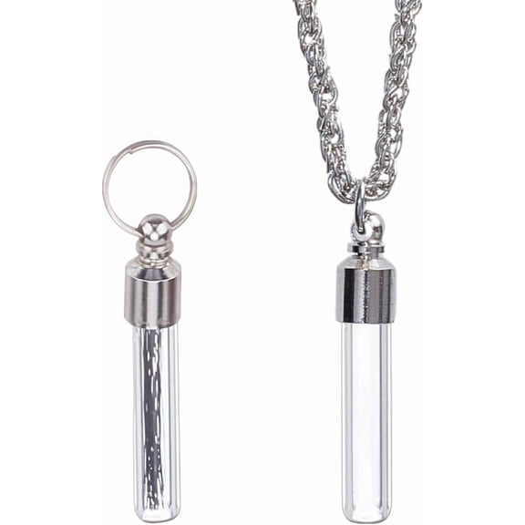 2Pcs Pet Urn Necklace for Ashes Clear Glass Vial Pendant Necklace Memorial Wishing Bottles Cylinder Cremation Necklaces for Dog Cat Fur Ashes Keepsake Jewelry Decor DIY Gifts Clear DIY