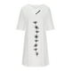 thumbnail image 5 of Puntoco Vestido De Manga Corta Con Cuello En V, Vestido Con Cremallera Y Cuello En V Con Botones Sueltos Estampados Informales De Manga Corta Para Mujer Blanco Xl, 5 of 6