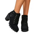 thumbnail image 5 of Round Toe Platform Combat Booties For Women Lace Up Side Zipper Block Heel Autumn Winter Footwear, 5 of 8