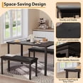 thumbnail image 2 of 3-piece dining mesa set: 43.3-pulgada kitchen mesa con 2 forrado dining benches, small kitchen mesa set para 4, space-saving dinette para dining room o apartment, negra, 2 of 7