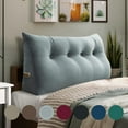 thumbnail image 1 of WOWMAX Large Bolster Triangular Headboard Backrest Positioning Support Back Pillow for Sitting in Bed Wedge Pillow Headboard for Day Bed Removable Cover, Gifts for Mom Full Velvet Light Gray, 1 of 4