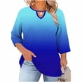 thumbnail image 2 of BSDJILFG Womens Plus Size Tops 3/4 Sleeve Graphic Tees Oversized Loose Fit Shirt Hollow Out Comfy Pajama Top Sleepwear L-5XL, 2 of 7