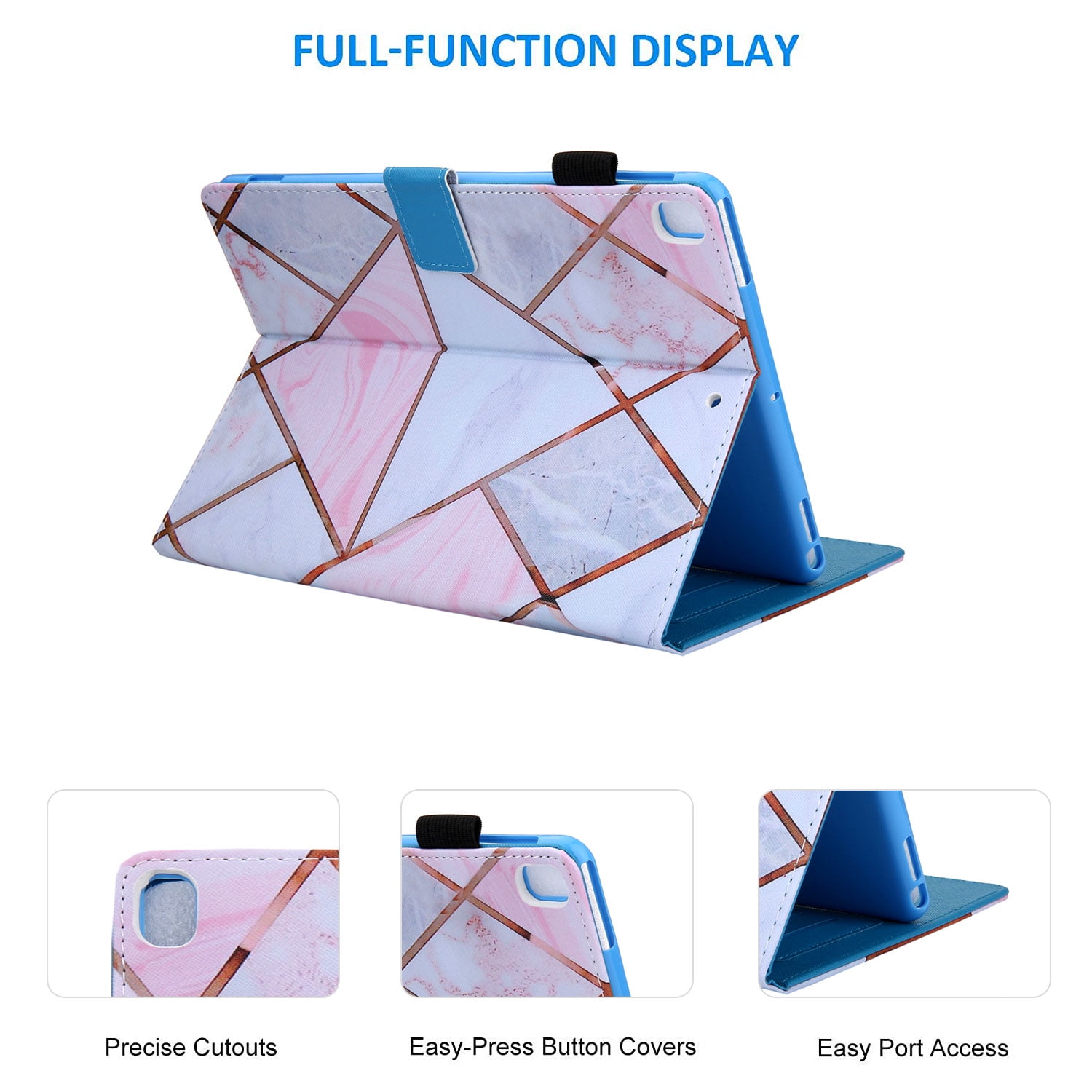 iPad 9.7 6th 5th Case, iPad 9.7 Case with Pencil Holder, Allytech PU Leather Slim Shockproof Auto Sleep Wake Kickstand TPU Back Cover Casef for Apple iPad 9.7 2018/2017, iPad Air 1 2,Pink Marble