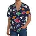 thumbnail image 3 of Xecao offers the Rocket Satellite for Men's Casual Short-sleeved Shirt, a button-up collared shirt with a pocket, perfect for beach vacations and yacht travel in the Medium size., 3 of 7