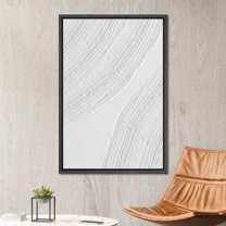 PixonSign Framed Canvas Wall Art Gray White Paint Stroke Stripe Circles Abstract Print Minimalism Contemporary Nordic Relax/Calm Decoration for Living Room, Bedroom, Office - 24"x36" Black