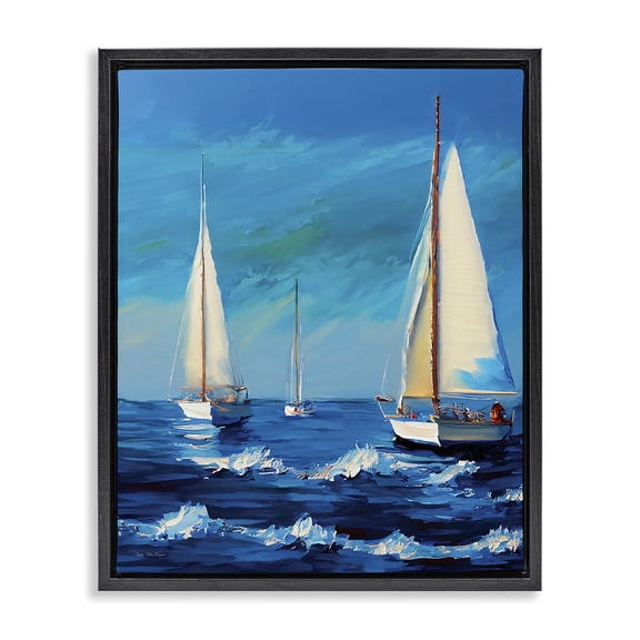 Stupell Industries Coastal Black Floating Frame Canvas Art, 17 x 21, by Seven Trees Design