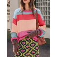 thumbnail image 6 of Winter Trendy Womens Color Block Cropped Sweaters Casual Oversized Y2k Going Out Striped Pullover Tops, 6 of 6