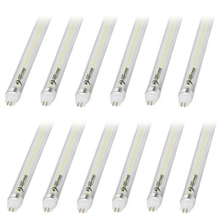 

4ft 24W T5 High Output LED Tube Light 45.75 F54T5 HO Equal 5000K (Cool White) Clear Lens 3500 lm G5 Mini Base 100-277V Ballast Bypass Dual-End Powered UL-Listed DLC 5.1 (12-Pack)