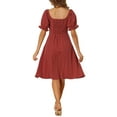 thumbnail image 3 of INSPIRE CHIC Women's Summer Drawstring Sweetheart Neck Puff Sleeve a Line Midi Dress, 3 of 5