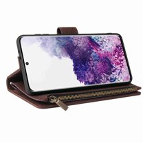 Galaxy S21 Wallet Case, Dteck Soft Leather Zipper Wallet Case Magnetic Buckle Horizontal Flip Cover with 5 Card Slots/Photo Pocks for Samsung Galaxy S21, Coffee