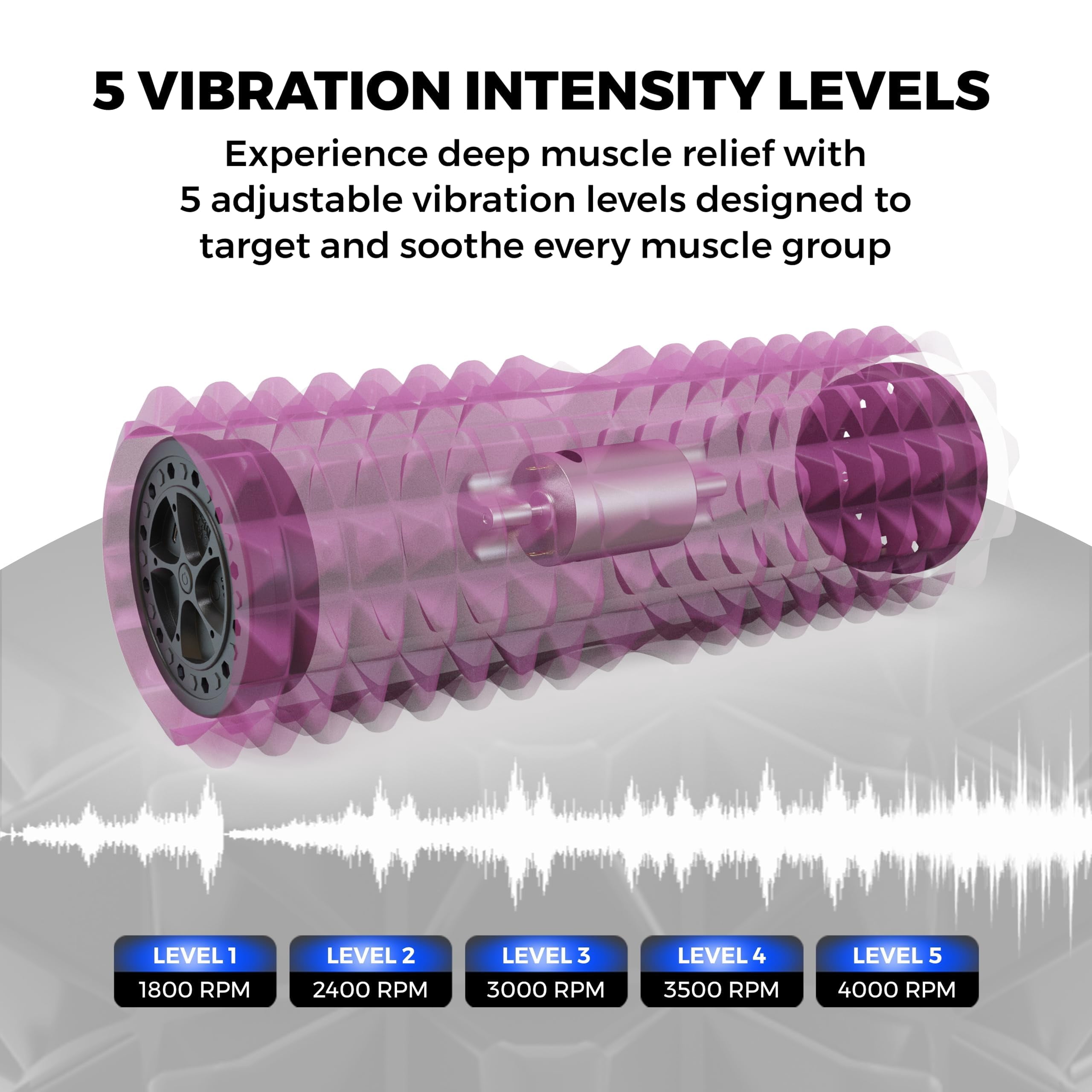 Nordic Lifting Vibrating Foam Roller – 5-Speed Deep Tissue Back Roller for Muscle Massage & Recovery - Pink