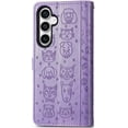 thumbnail image 3 of Wallet Phone Case for Samsung Galaxy S23 FE,Cute Cartoon Cat Dog Pattern PU Leather Case with Magnetic Clasp and Cash Card Slots Holder Holster for Samsung Galaxy S23 FE,CD Purple, 3 of 18