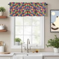 thumbnail image 2 of Abstract Geometric Valance Curtain for Windows Color Modern Artificial Shape Rod Pocket Curtain Valances Short Window Treatments Panels for Kitchen Bathroom Laundry Room Basement 42 x 18 Inch, 2 of 9