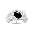 thumbnail image 1 of RYLOS Men's Rings Sterling Silver Cabochone Gemstone & Diamond Designer Cabochon Onyx Rings For Men Size 10, 1 of 7