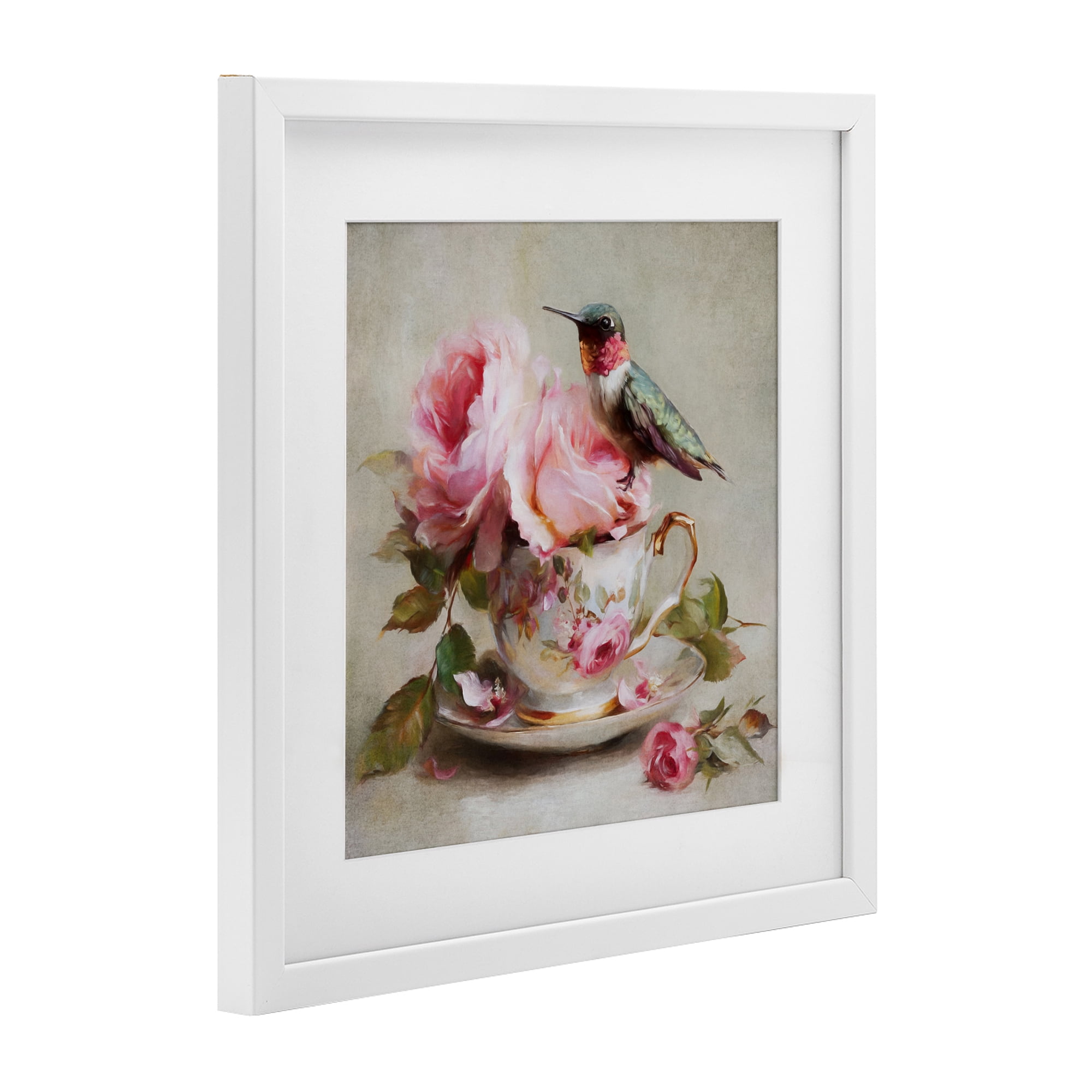 Stupell Industries Hummingbird & Tea Cup White Framed Print Under Glass, design by Tina LeCour