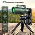 thumbnail image 4 of Telescopios PAVEOS para adultos, telescopio monocular de 12 x 50 para exteriores, de alta potencia, para fotografía con teléfono móvil, aumento de 12 x, visión nocturna con poca luz, trípode estable, 4 of 6