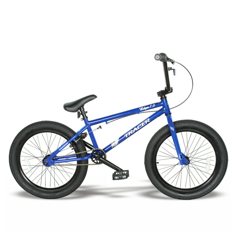 Tracer 2023 Edge 7.0 20 Inch BMX Bike for Child and Adults, Freestyle,  Hi-Ten Steel Frame - Blue Color