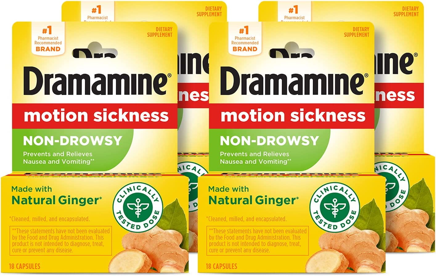 Dramamine NonDrowsy Naturals Motion Sickness Relief Capsules with
