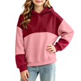 thumbnail image 4 of Abcomgle Toddler Hoodies Girls Crewneck Colorblock Patchwork Teen Sweatshirts Casual Long Sleeve Pullover Top Fall Cute Fleece Girls Sweatshirt, 4 of 5
