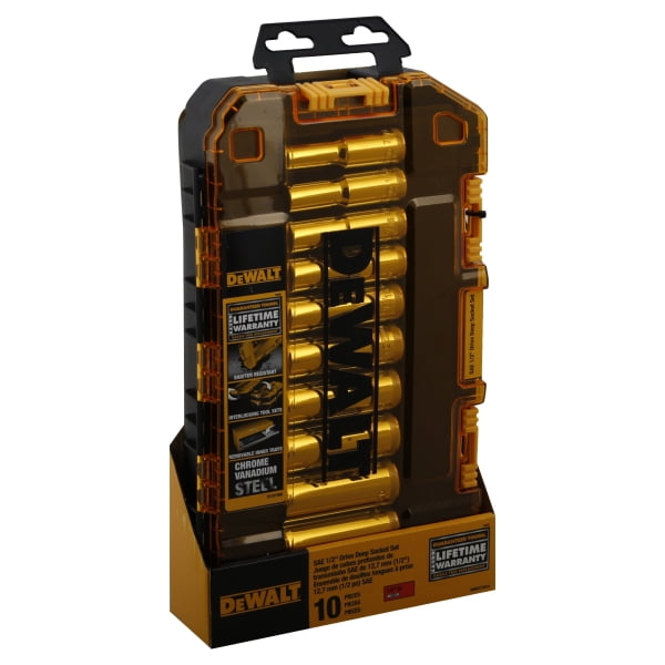 Dewalt DWMT73814 10Piece Stackable 1/2 in. Deep Drive Socket Set (SAE