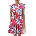 thumbnail image 3 of Zeagoo Women Summer Casual Dresses Shift Tunic V Neck Tiered Ruffle Dress A-Line Short Sleeve Dress, 3 of 6