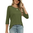 thumbnail image 3 of MOSHU 3 Pack 3/4 T Shirts for Womens Crew Neck Womens Shirts Dressy Basics Tees Casual Loose Fit Fall Tops, 3 of 10