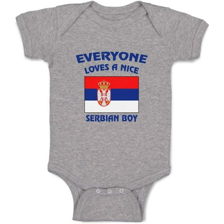 

Cute Rascals Custom Boy & Girl Baby Bodysuit Everyone Loves A Nice Serbian Boy Serbia Clothes