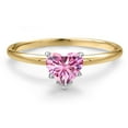 thumbnail image 3 of Gem Stone King 14K Two Tone Gold Pink Moissanite Solitaire Engagement Ring for Women | 0.50 Cttw | Heart Shape 5MM | Gemstone Birthstone | Size 9, 3 of 6