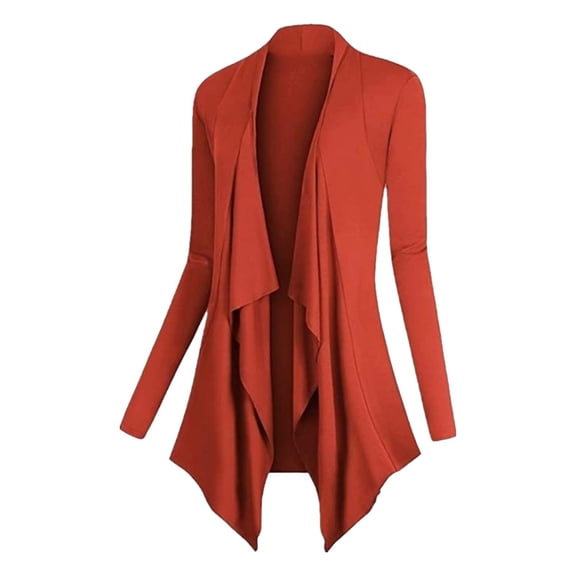 Ediodpoh Women’s Drape Front Open Cardigan for Women Long Sleeve Irregular Hem Knit Jacket Orange M