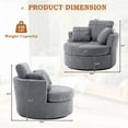 thumbnail image 5 of Muumblus Swivel Storage Upholstery Oversized Accent Barrel Chair, Comfy Chenille Armchair, Gray, 5 of 8
