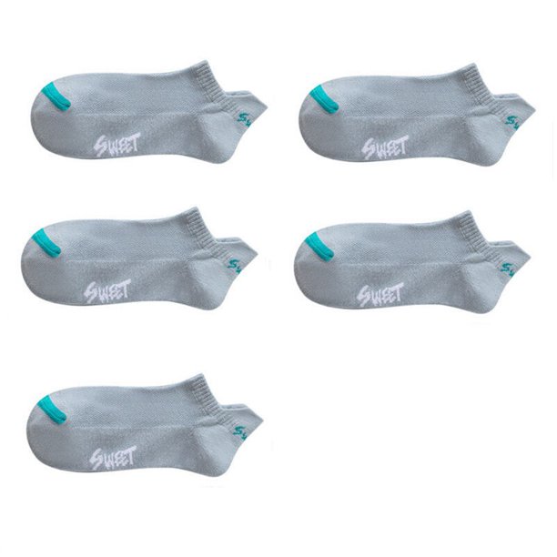 5 pares de calcetines tobilleros con letras de Color sólido a la moda de verano para hombre, calcetines cortos transpirables de malla elástica de alta calidad para hombre Tan Jianjun unisex