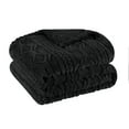 thumbnail image 3 of BNM Boho Knit Plush Soft Fleece Blanket, Full/ Queen, Black, 3 of 8