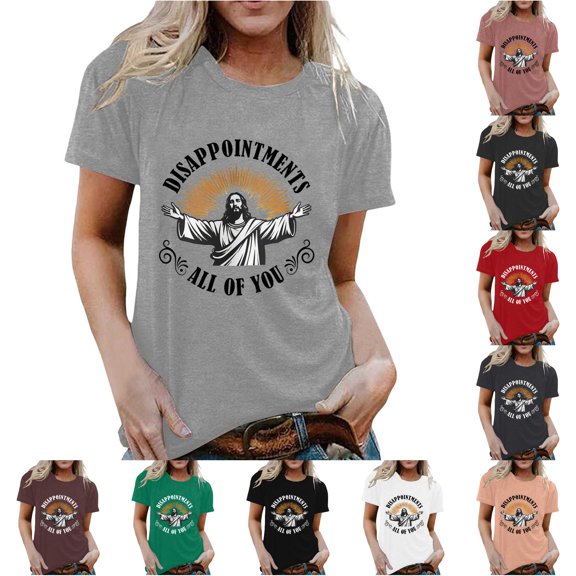 Graphic Print Short Sleeve T-Shirt for Women Casual Crew Neck Top Soft Breathable Everyday Wear