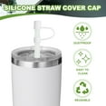 thumbnail image 3 of Silicone Straw Covers Cap, Drinking Straw Toppers with Handle Dust-Proof Fit for Water Bottle 30-40 oz Tumbler White, 3 of 5
