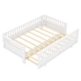 thumbnail image 5 of Newest Convertible Twin XL to Double Queen Size Platform Bed with Guardrails, Modern Solid Wood Frame,White, 5 of 18