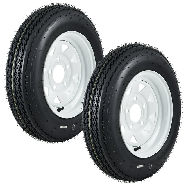 Heavy-Duty 4.80-12 Trailer Tire & Wheel Set – 6PR Load Range C – 12" Bias Tires – 5 Lug 4.5" PCD White Modular Rims – For Utility, Boat, Camper Trailers – Complete Assembly