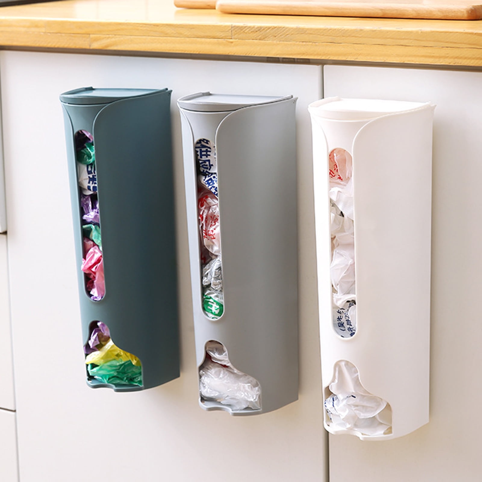 1pc Kitchen Garbage Bag Storage Box Wall Mounted Plastic Bag Storage Box  Punch Free Storage Rack, 24/7 Customer Service