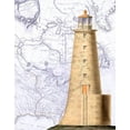 thumbnail image 2 of Fab Funky 12x14 White Modern Wood Framed Museum Art Print Titled - Lighthouse on Vintage Map Image, 2 of 4