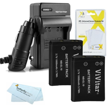 2 Pack Battery And Charger Kit For Nikon Coolpix S2800, S4300, S3700, S2900, S33, S7000, S6900, S6400 S5200 S6500 S4200, S6800, S3600, S32 Camera Includes 2 Replacement EN-EL19 Batteries + Charger ++