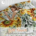 thumbnail image 4 of Pastoral Floral Plant Bedding Duvet Cover Set Full Size 4 Pieces Sage Sunflower Eucalyptus Leaves White Bedding Set with Zipper Closure, 1 Comforter Cover 86x86 Inches 1 Flat Sheet & 2 Pillow Cases, 4 of 7