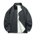 thumbnail image 2 of Heavyweight Fleece Lined Jacket Men Long Sleeve Casual Stand Collar Zip Up Jackets with Pockets Winter Warm Coat Outerwear, 2 of 9