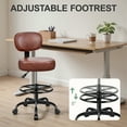 thumbnail image 6 of Primy Drafting Office Chair with Backrest - Adjustable Rolling Stool | Armless Office & Bar Height Chair | PU Leather with Thick Cushion | for Home, Office, Salon, Kitchen, Shop, Brown, 6 of 11