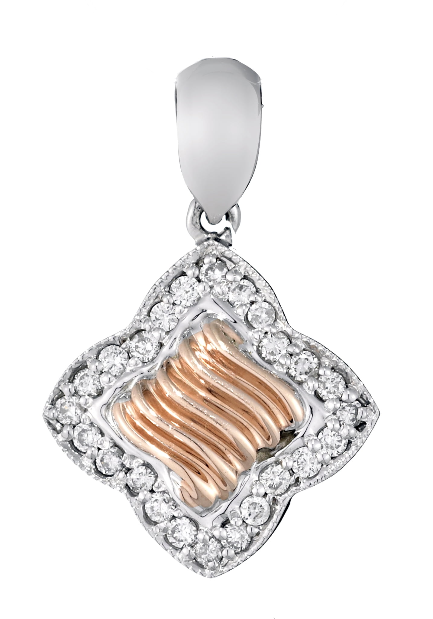 14K Rose and White Gold Fancy Ladies Pendant with Diamonds 0.50 ct.t.w