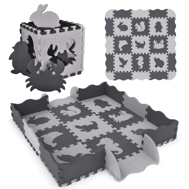 Foam Play Mat For Baby Kids Children, Black And White Foam Floor Tiles Baby