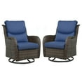 thumbnail image 6 of Gymojoy Outdoor Rocking Chair Set of 2, All Weather 2pcs Wicker Patio Furniture Set Outdoor Swivel Glider Chair with Deep Seat, Blue, 6 of 9