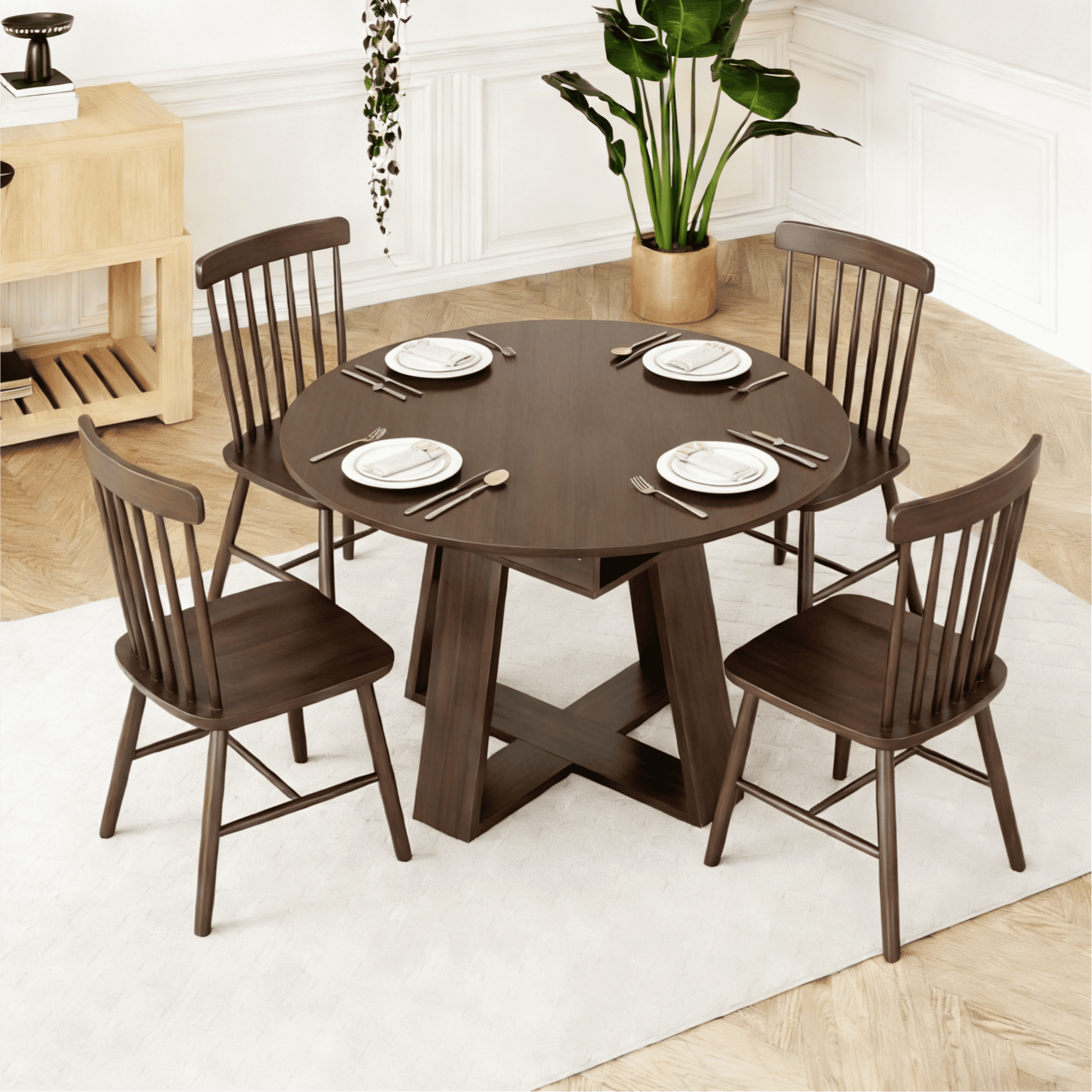 Gewnee Extendable Dining Table with Open Storage Shelf,Retractable Design with 2 Leaves,Modern MDF Wood Table for Small Spaces,Easy Assembly,Walnut Finish