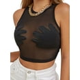 thumbnail image 6 of Roaso Women's Sexy Tank Crop Top Sleeveless Mesh See Through Shirt, 6 of 6