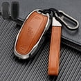 thumbnail image 4 of Car Key Fob Cover Case Protector Zinc Alloy Leather Car Smart Remote Key Fob Case Cover Bag For Tesla Model S 3, 4 of 5