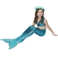 thumbnail image 3 of 【Uhome】3PCS Girls Mermaid Swimsuit 3-12Y Hot Spring Bikini Bathing suits with Fish Tail Kids Beach Costume Set, 3 of 7