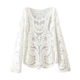 thumbnail image 2 of Swimsuit Cover Ups for Women Hollow Out White Crochet Top Beach Wear for Women, 2 of 4